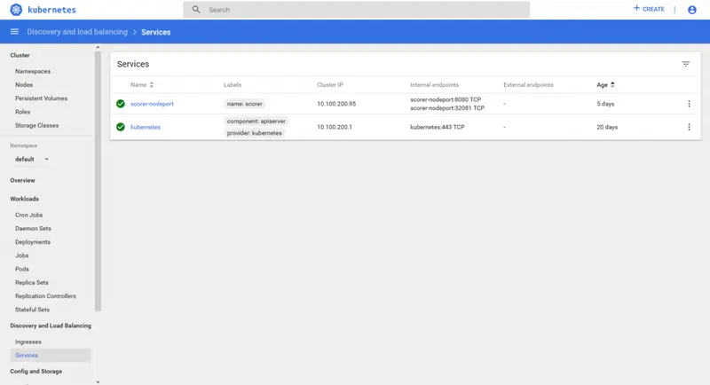console  servicesNode 