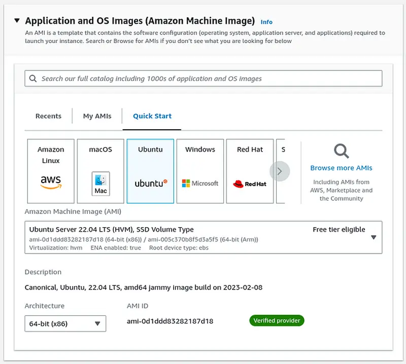 EC2 Choose os 