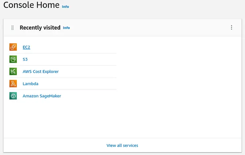EC2 console Home