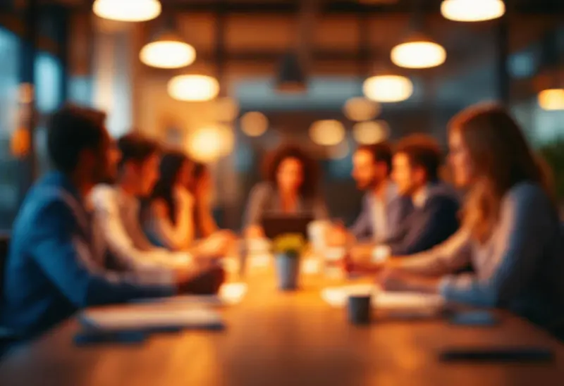 A team in discussion around a table