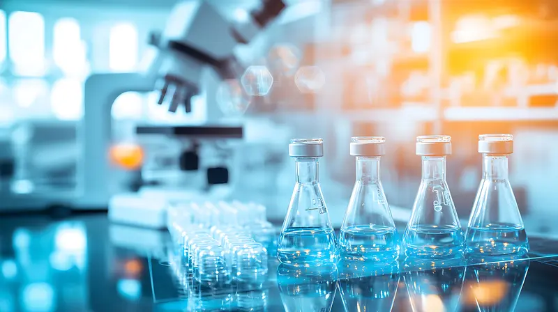 Glassware on a laboratory bench