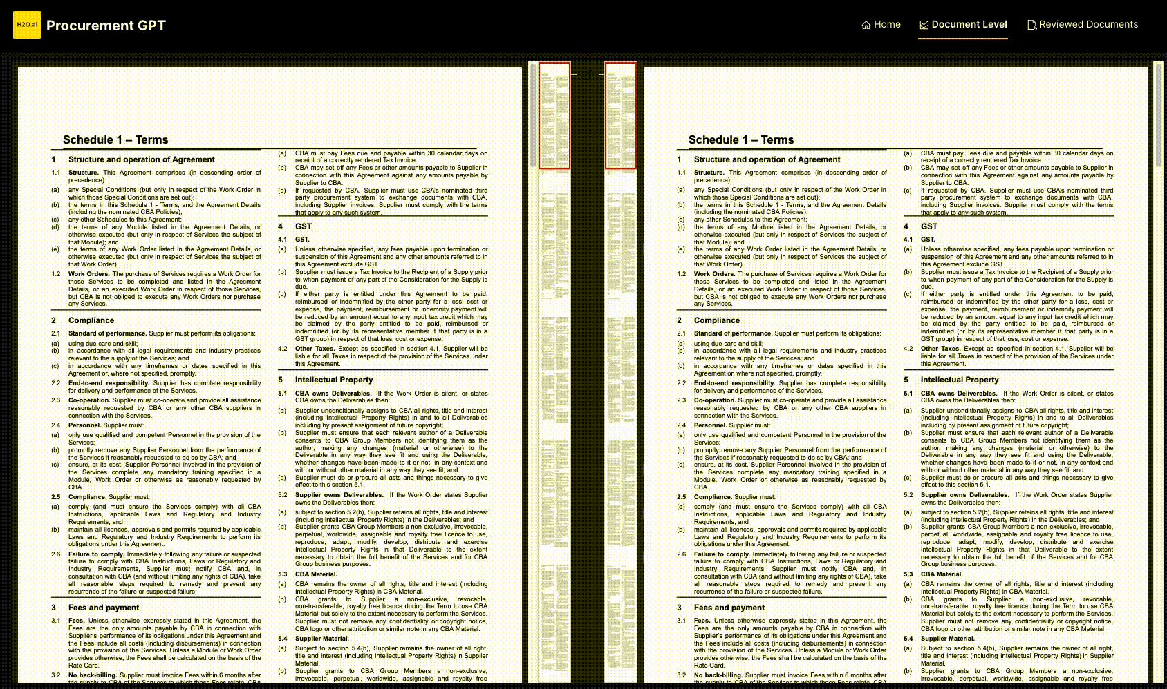 ProcurementGPT parsing documents into sections