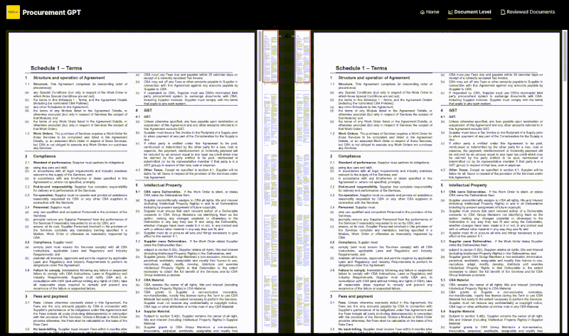 ProcurementGPT parsing documents into sections
