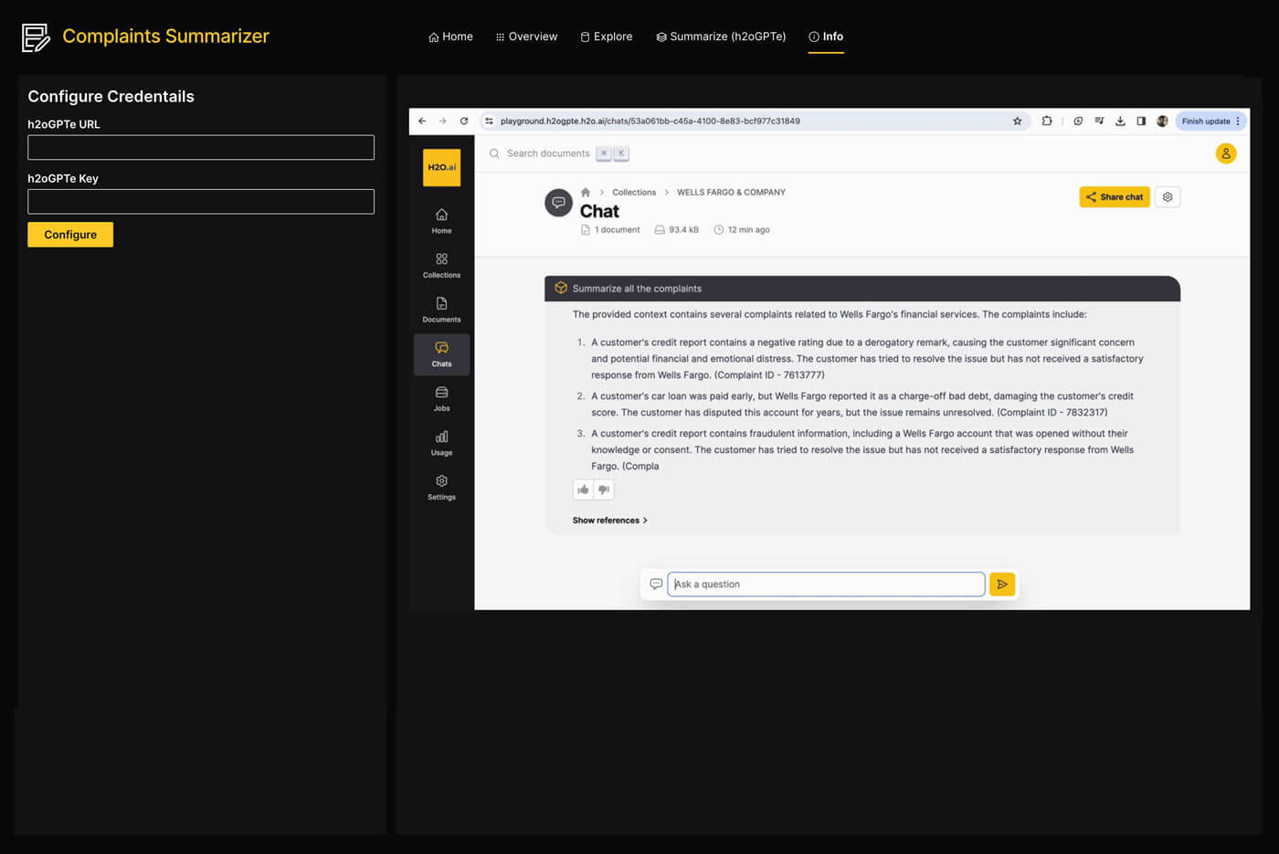 Complaint Summarizer: end-to-end LLM agent