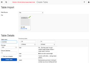 Table import