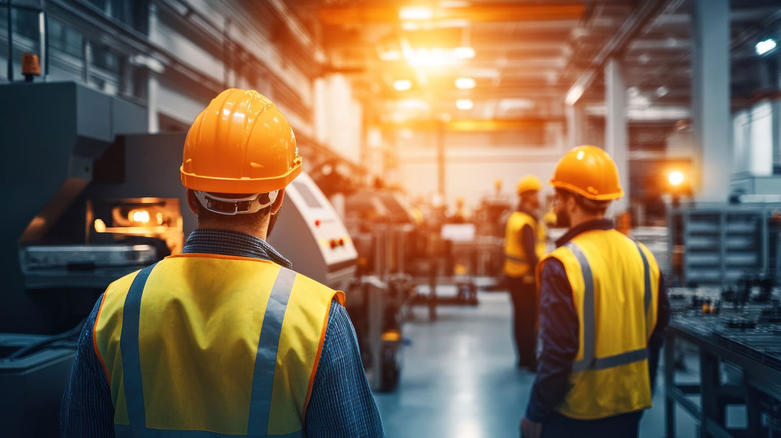 Engineers in hi-vis on the floor