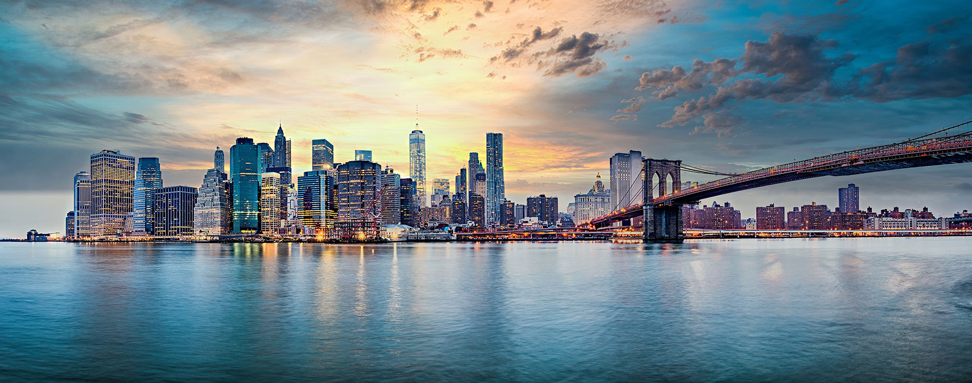 A city skyline across the water