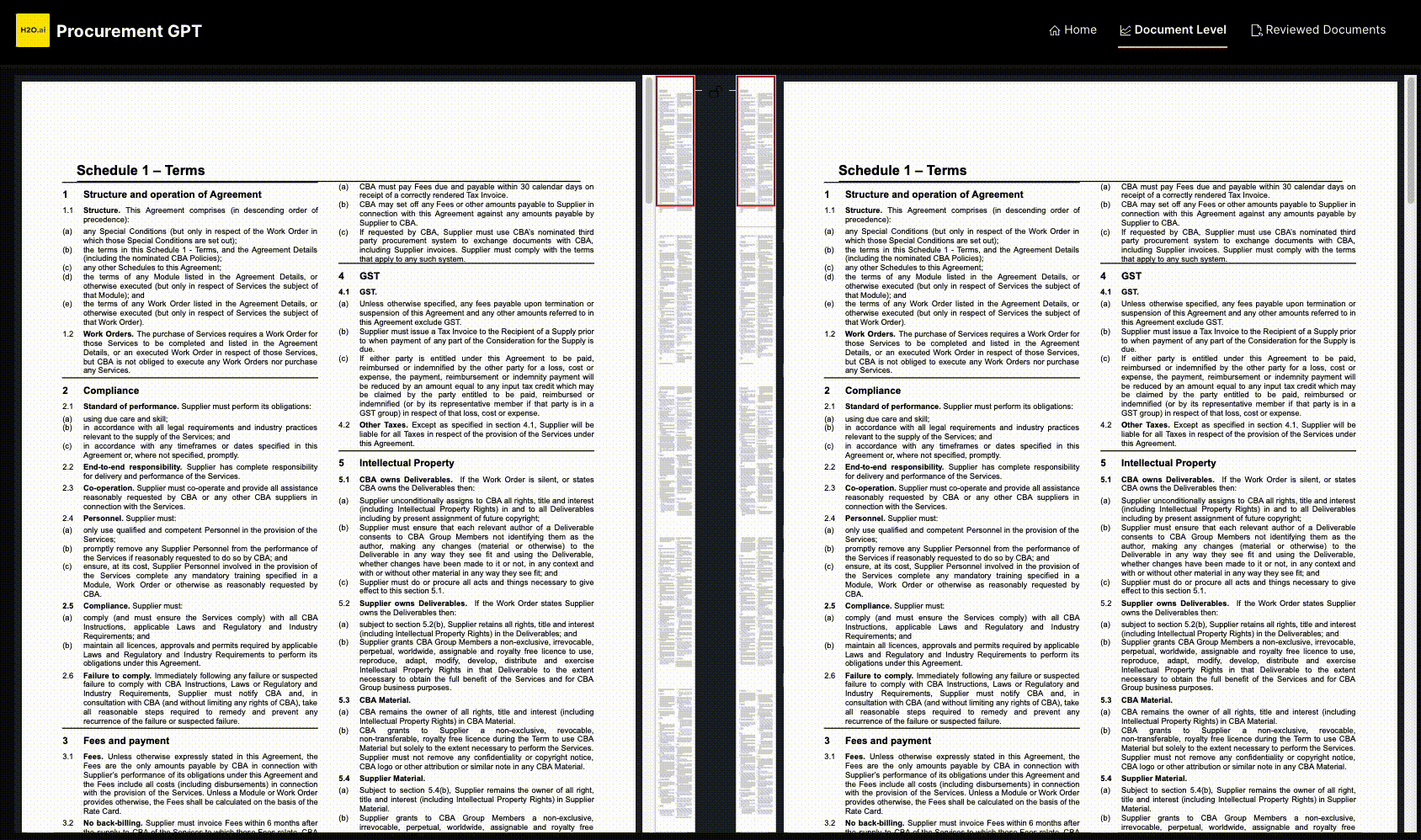 ProcurementGPT showing which requirements were met